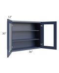 Bayville Blue 36x30 Wall Glass Door Cabinet
