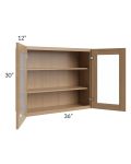 Township Rift Oak 36x30 Wall Glass Door Cabinet