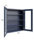Bayville Blue 36x42 Wall Glass Door Cabinet