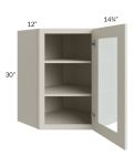 Asheville Cloud Shaker 24x30 Diagonal Corner Wall Glass Door Cabinet