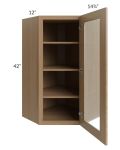 Asheville Rift Oak Shaker 24x42 Diagonal Corner Wall Glass Door Cabinet