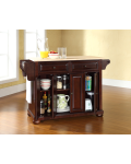 Alexandria Natural Wood Top Kitchen Island in Vintage Mahogany Finish