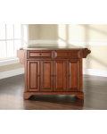 LaFayette Stainless Steel Top Kitchen Island in Classic Cherry Finish