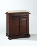 Alexandria Natural Wood Top Portable Kitchen Island in Vintage Mahogany Finish
