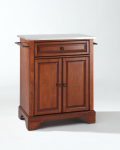 LaFayette Stainless Steel Top Portable Kitchen Island in Classic Cherry Finish