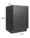 Onyx Black Shaker 24" 2-Drawer Base Cabinet