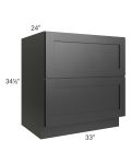 Onyx Black Shaker 24" 2-Drawer Base Cabinet