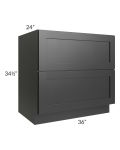 Onyx Black Shaker 24" 2-Drawer Base Cabinet