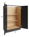 Onyx Black Shaker 36x54 Split Pantry Base Cabinet