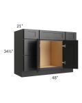 Onyx Black Shaker 48" Vanity Sink Base Cabinet with Drawers