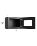 Onyx Black Shaker 15x12 Wall Cabinet with Plain Glass