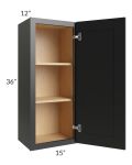 Onyx Black Shaker 15x36 Wall Cabinet
