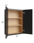 Onyx Black Shaker 27x36 Wall Cabinet