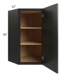 Onyx Black Shaker 24x36 Diagonal Corner Wall Cabinet