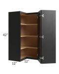 Onyx Black Shaker 24x42 Easy Reach Corner Wall Cabinet