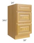 Glazed Praline 18" 3-Drawer Base Cabinet