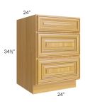 Glazed Praline 24" 3-Drawer Base Cabinet
