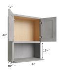 Gramercy Grey Mist 30x42 Microwave Wall Cabinet