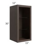 Tuscan Kona Brown 15x30 Wall Cabinet (No Door) To Be Used With A Glass Door