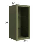 Midtown Hunter Green Shaker 15x30 Wall Cabinet (No Door) To Be Used With A Glass Door