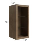 Midtown Mocha Shaker 15x30 Wall Cabinet (No Door) To Be Used With A Glass Door