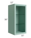 Midtown Sage Green Shaker 15x30 Wall Cabinet (No Door) To Be Used With A Glass Door