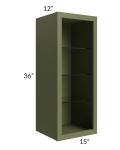 Midtown Hunter Green Shaker 15x36 Wall Cabinet (No Door) To Be Used With A Glass Door