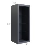Midtown Indigo Shaker 15x36 Wall Cabinet (No Door) To Be Used With A Glass Door
