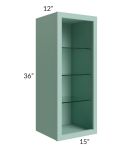Midtown Sage Green Shaker 15x36 Wall Cabinet (No Door) To Be Used With A Glass Door