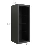 Vienna Black 15x36 Wall Cabinet (No Door) To Be Used With A Glass Door