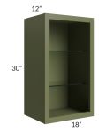 Midtown Hunter Green Shaker 18x30 Wall Cabinet (No Door) To Be Used With A Glass Door