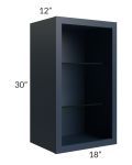 Midtown Blue Shaker 18x30 Wall Cabinet (No Door) To Be Used With A Glass Door