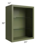 Midtown Hunter Green Shaker 24x30 Wall Cabinet (No Doors) To Be Used With Glass Doors