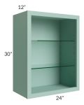 Midtown Sage Green Shaker 24x30 Wall Cabinet (No Doors) To Be Used With Glass Doors