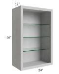 Midtown Light Grey Shaker 24x36 Wall Cabinet (No Doors) To Be Used With Glass Doors