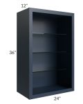 Midtown Blue Shaker 24x36 Wall Cabinet (No Doors) To Be Used With Glass Doors