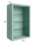 Midtown Sage Green Shaker 24x36 Wall Cabinet (No Doors) To Be Used With Glass Doors