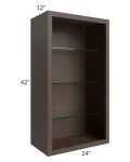 Tuscan Kona Brown 24x42 Wall Cabinet (No Doors) To Be Used With Glass Doors