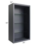 Midtown Indigo Shaker 24x42 Wall Cabinet (No Doors) To Be Used With Glass Doors