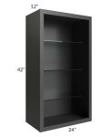 Midtown Black Shaker 24x42 Wall Cabinet (No Doors) To Be Used With Glass Doors