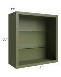 Midtown Hunter Green Shaker 30x30 Wall Cabinet (No Doors) To Be Used With Glass Doors