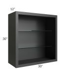 Vienna Black 30x30 Wall Cabinet (No Doors) To Be Used With Glass Doors