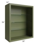 Midtown Hunter Green Shaker 30x36 Wall Cabinet (No Doors) To Be Used With Glass Doors