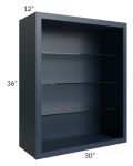 Midtown Blue Shaker 30x36 Wall Cabinet (No Doors) To Be Used With Glass Doors