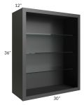 Midtown Black Shaker 30x36 Wall Cabinet (No Doors) To Be Used With Glass Doors