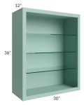 Midtown Sage Green Shaker 30x36 Wall Cabinet (No Doors) To Be Used With Glass Doors