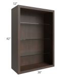Tuscan Kona Brown 30x42 Wall Cabinet (No Doors) To Be Used With Glass Doors