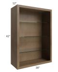 Midtown Mocha Shaker 30x42 Wall Cabinet (No Doors) To Be Used With Glass Doors
