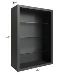 Midtown Black Shaker 30x42 Wall Cabinet (No Doors) To Be Used With Glass Doors