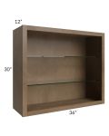 Midtown Mocha Shaker 36x30 Wall Cabinet (No Doors) To Be Used With Glass Doors